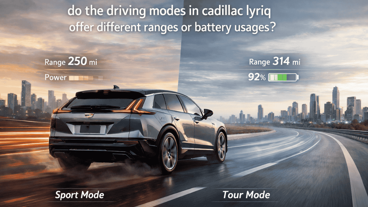 do the driving modes in cadillac lyriq offer different ranges or battery usages?